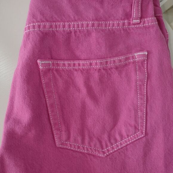 Fashion Nova Pink Fuchsia Jeans Floral Paint High Waist Jr 9 NEW - Picture 6 of 10